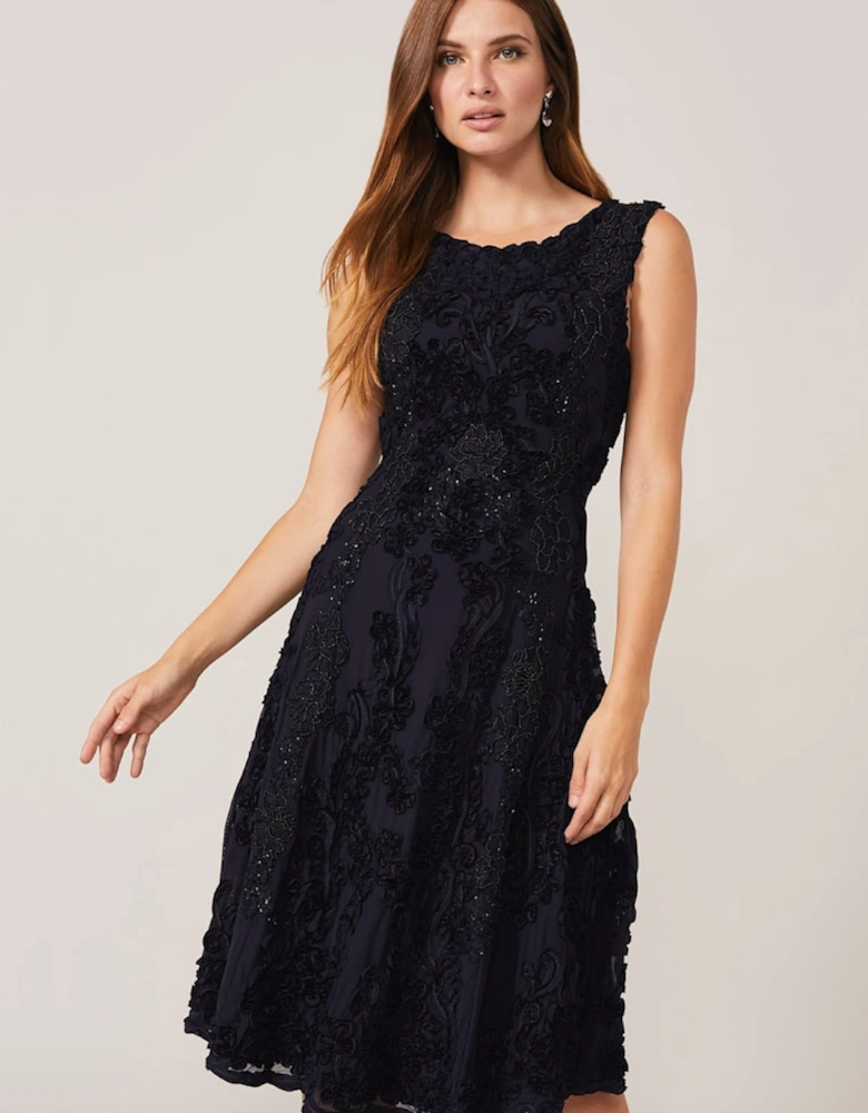 Penelope Tapework Lace Fit and Flare Dress