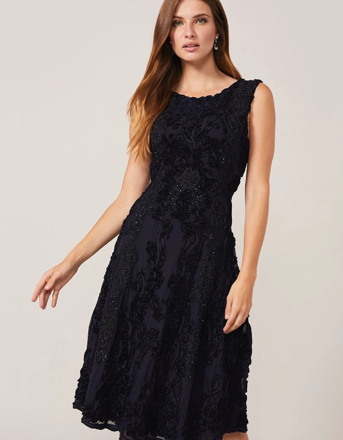 Penelope Tapework Lace Fit and Flare Dress, 7 of 6