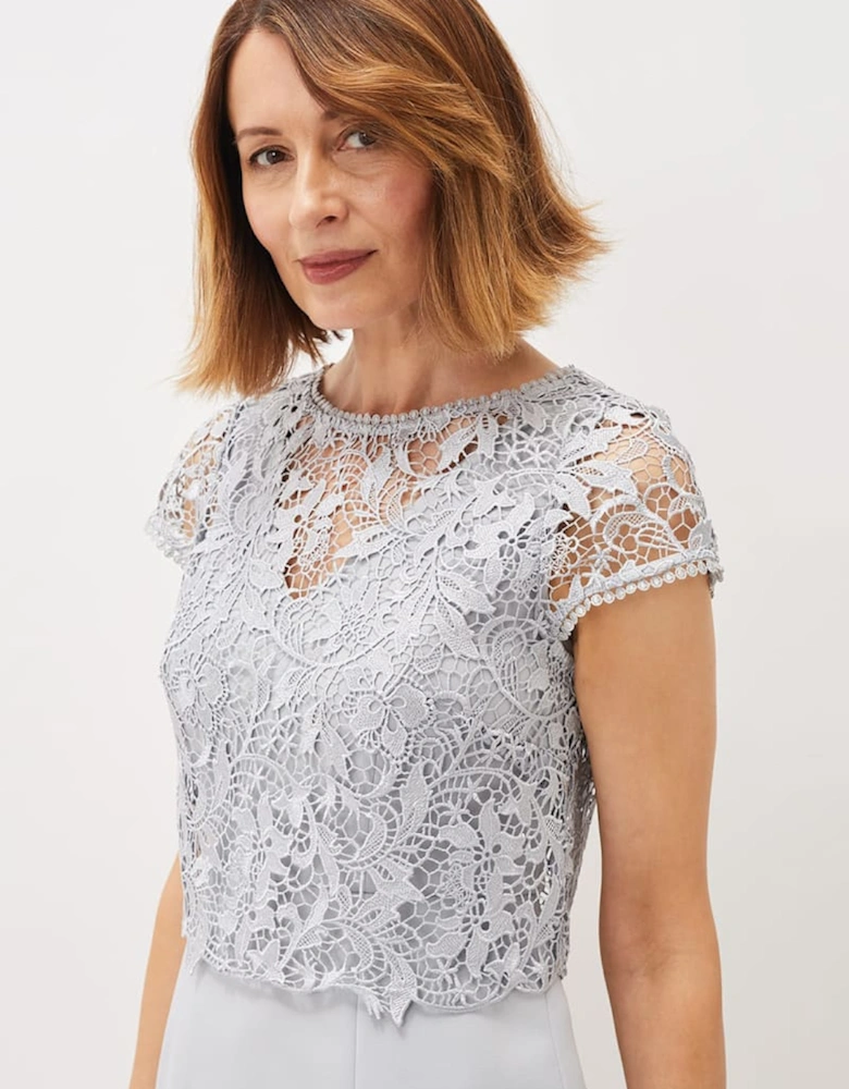 Alisha Double Layer Lace Peplum Dress