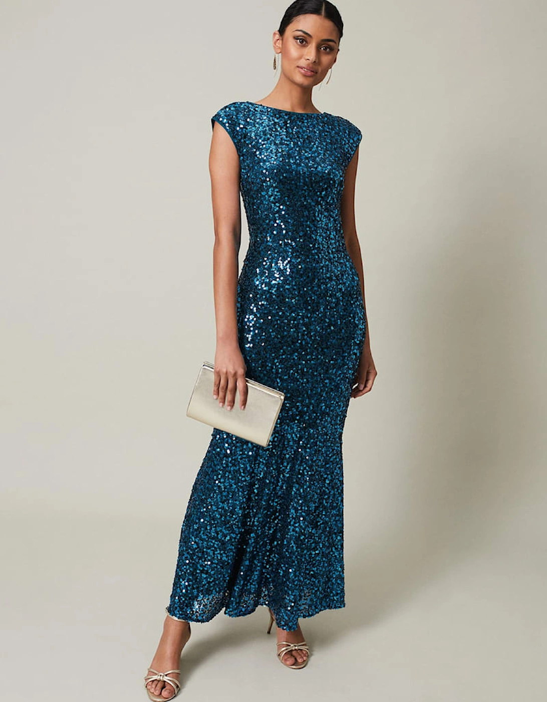 Haven Blue Sequin Maxi Dress, 9 of 8