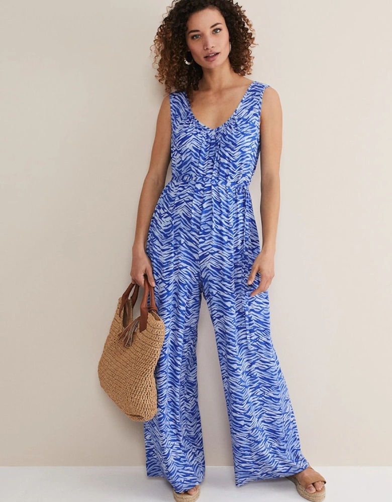 Juliana Zebra Print Jersey Jumpsuit