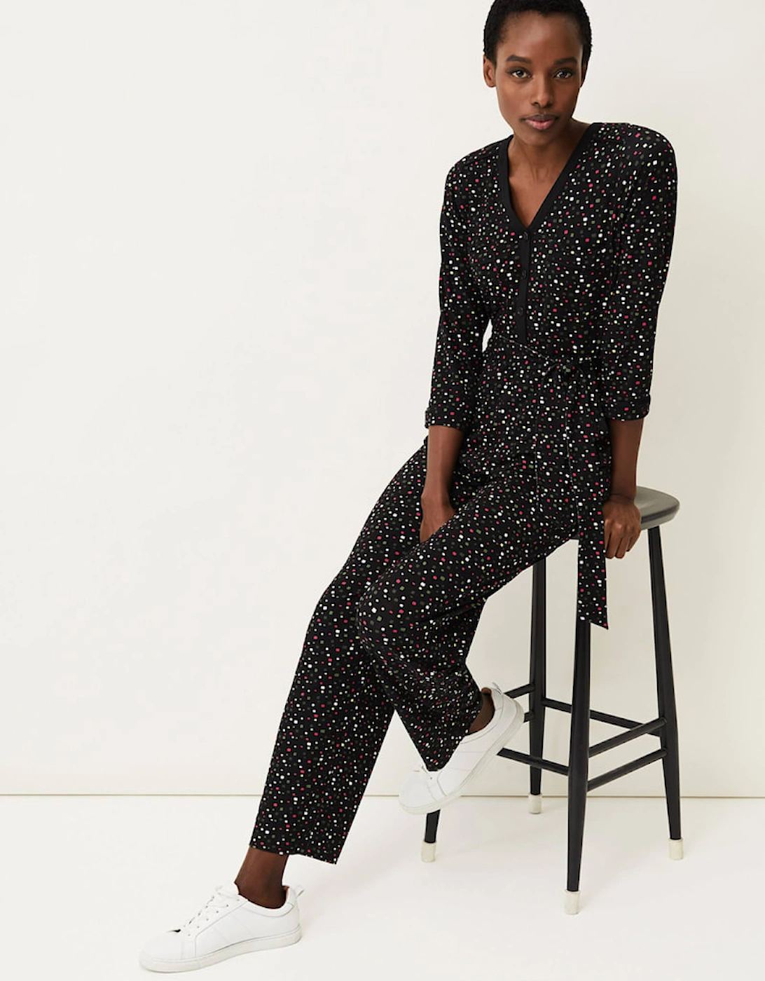 Anglia Ditsy Print Jersey Jumpsuit