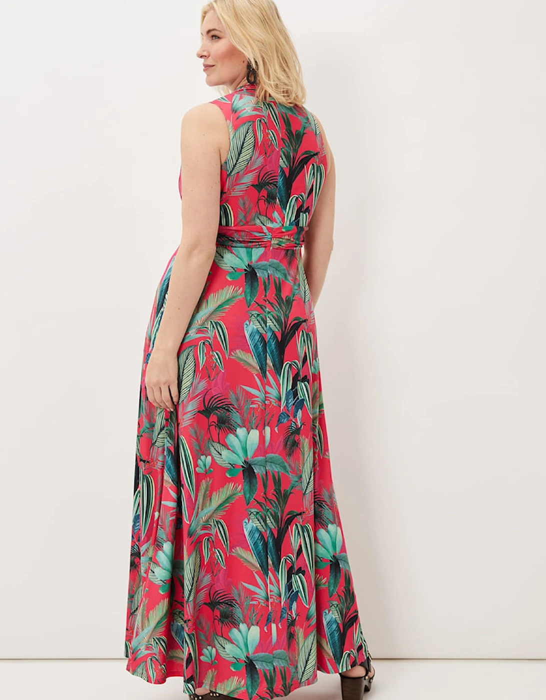 Antonia Jersey Palm Print Maxi Dress