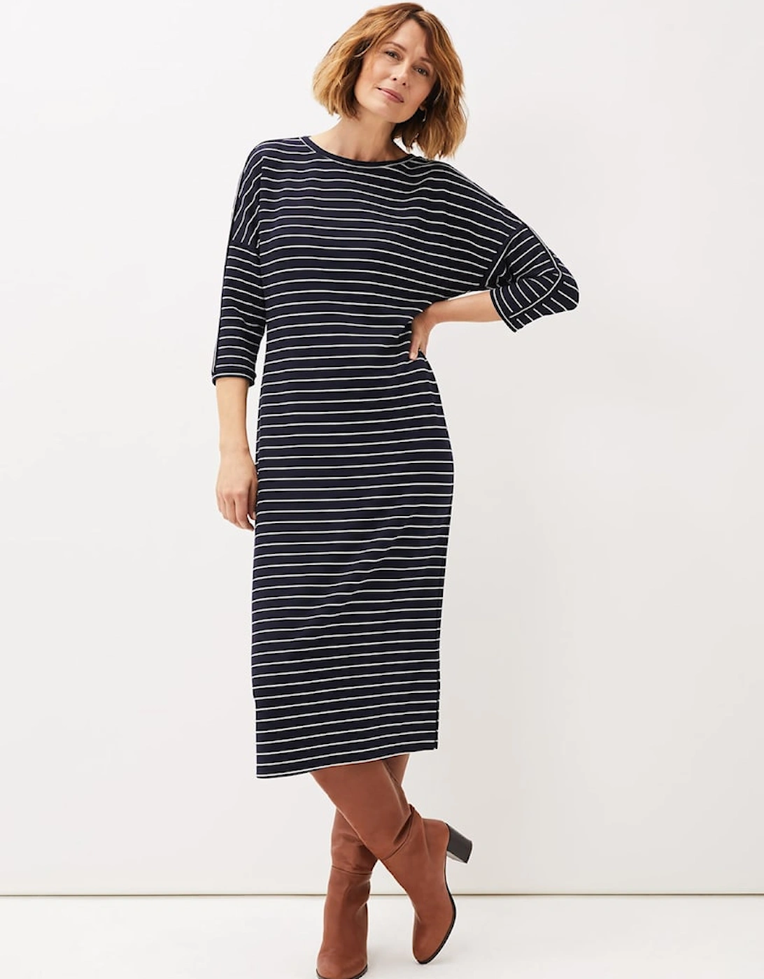 Cecile Stripe Midi Jersey Dress, 9 of 8