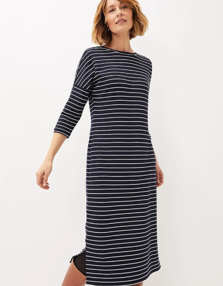Cecile Stripe Midi Jersey Dress
