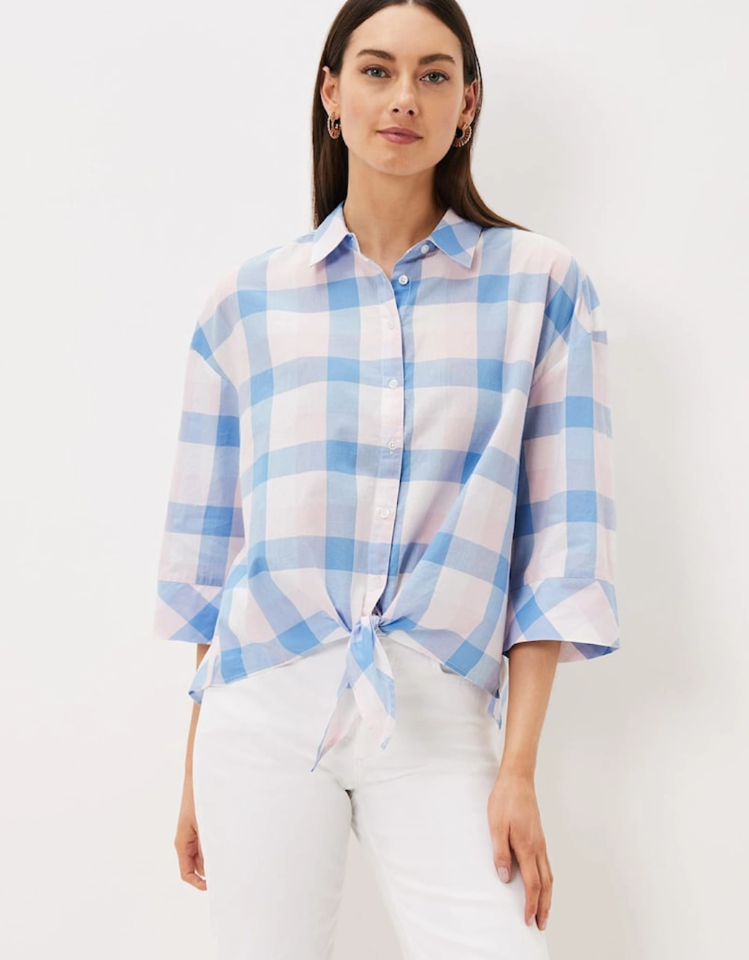 Della Gingham Tie Front Blouse, 8 of 7