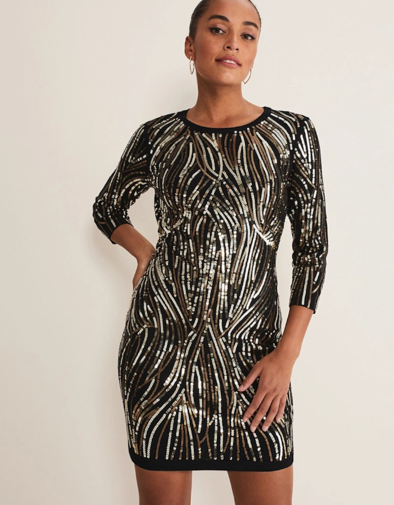 Anisa Open Back Sequin Knit Dress