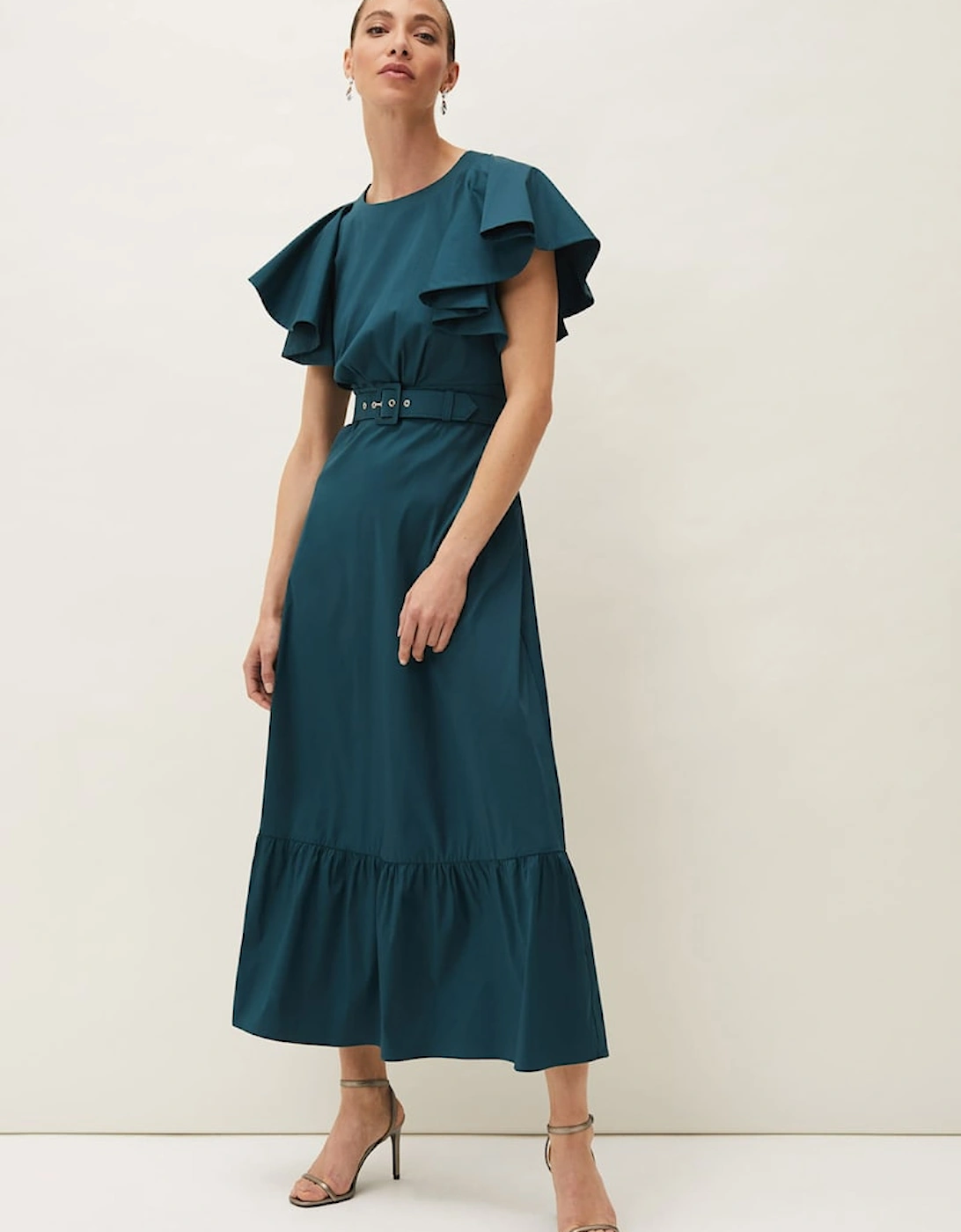 Dinah Frill Sleeve Belted Maxi Dress, 7 of 6