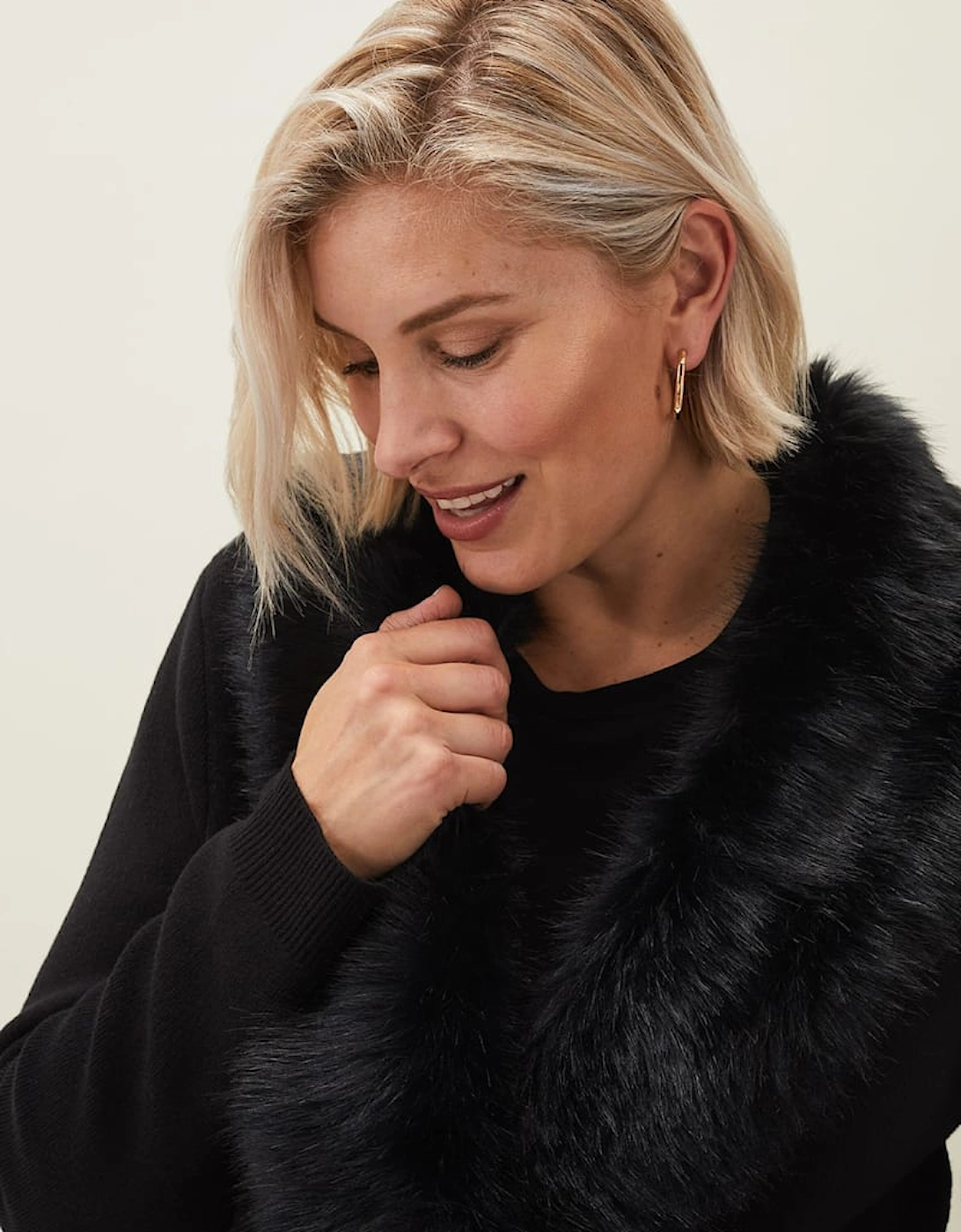 Edessa Fur Collar Wrap Coat