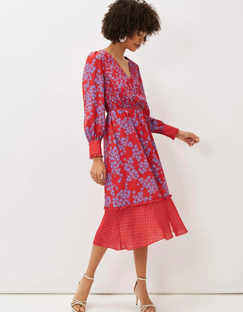 Zahara Floral and Spot Print Dress
