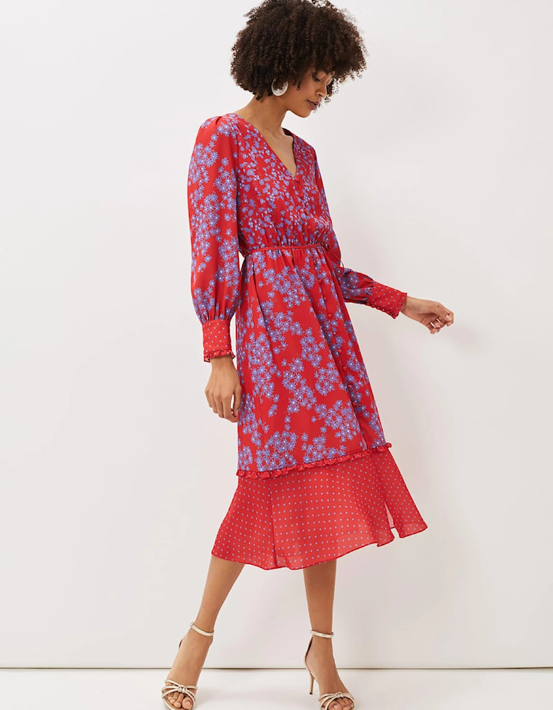 Zahara Floral and Spot Print Dress, 7 of 6