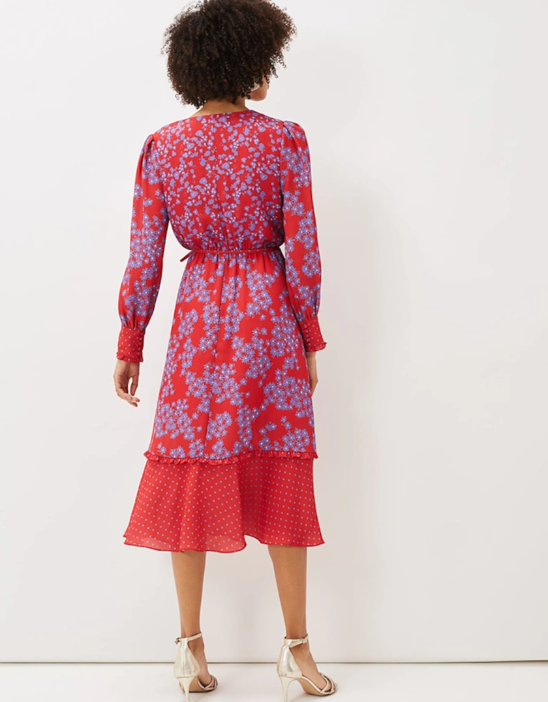 Zahara Floral and Spot Print Dress