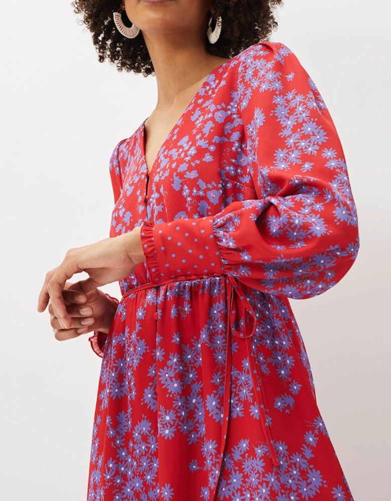 Zahara Floral and Spot Print Dress