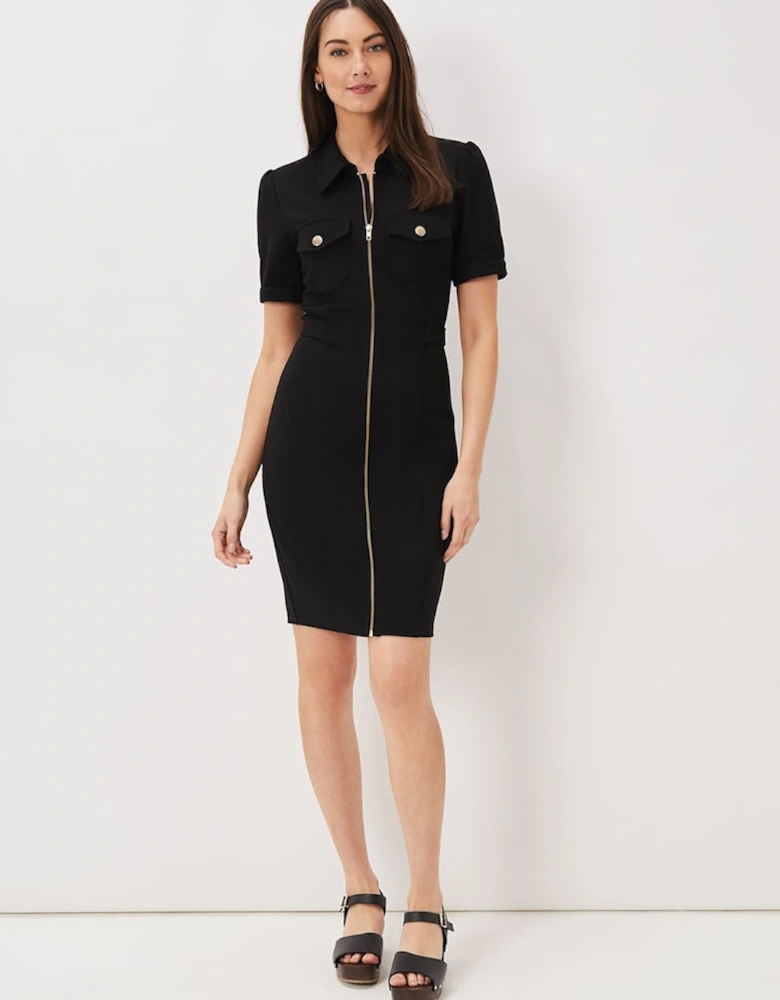 Shaden Zip Front Ponte Dress