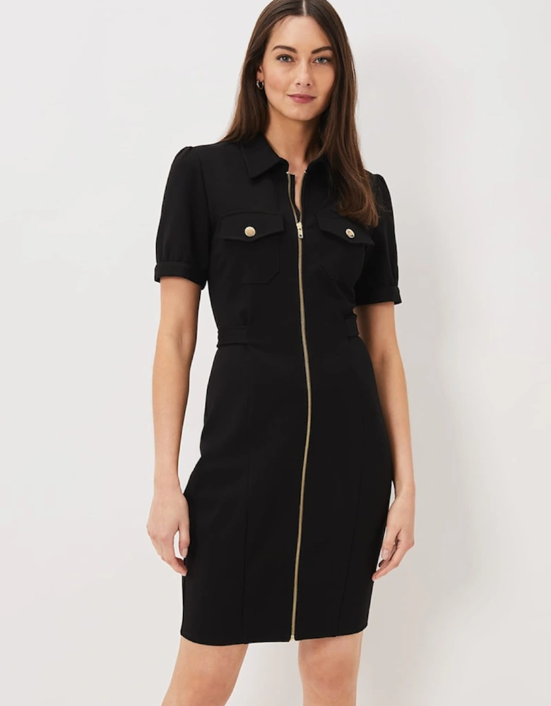 Shaden Zip Front Ponte Dress