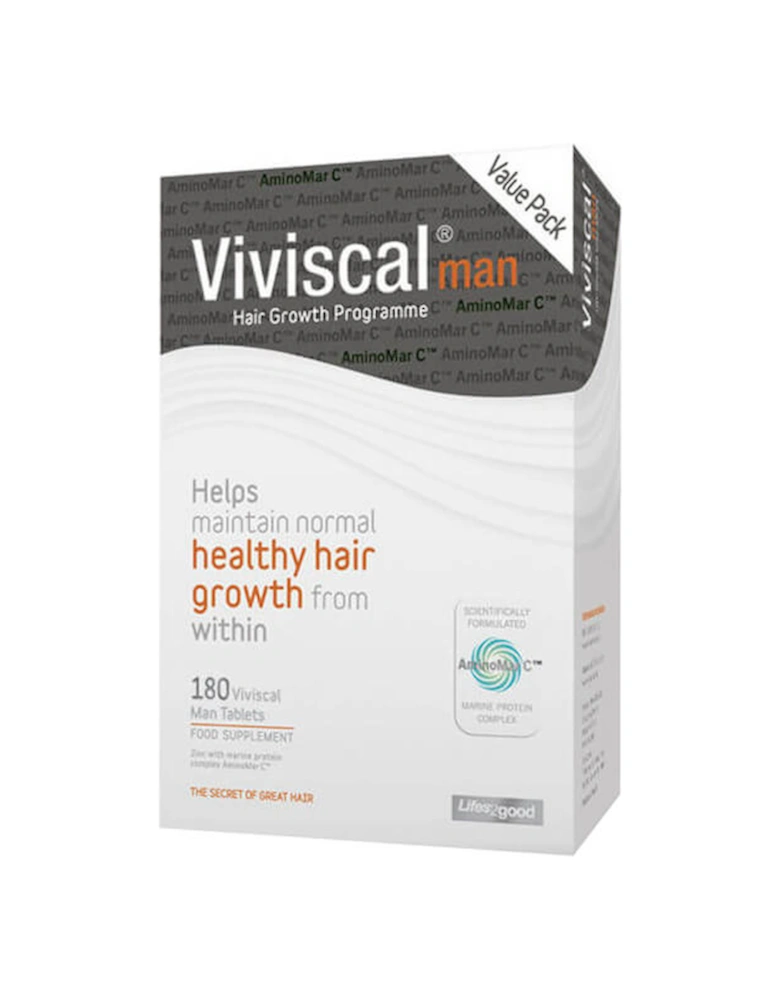 Zinc and Flax Seed Hair Supplement Tablets for Men - 180 Tablets (3 Month Supply) - Viviscal