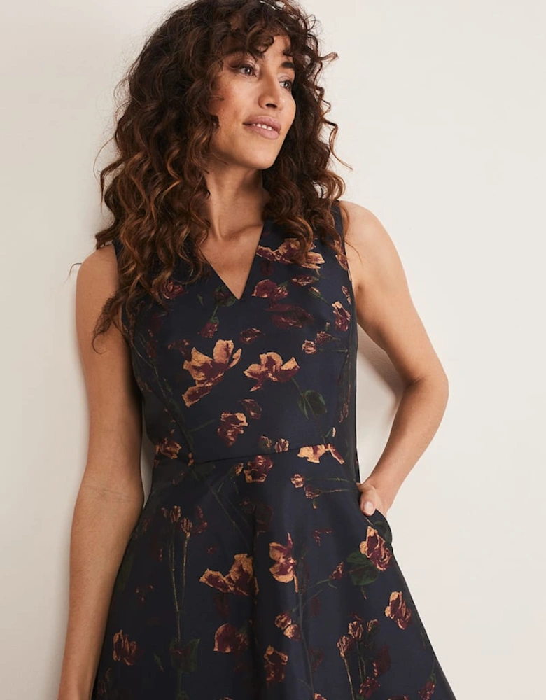 Savannah Jacquard Floral Fit And Flare Dress