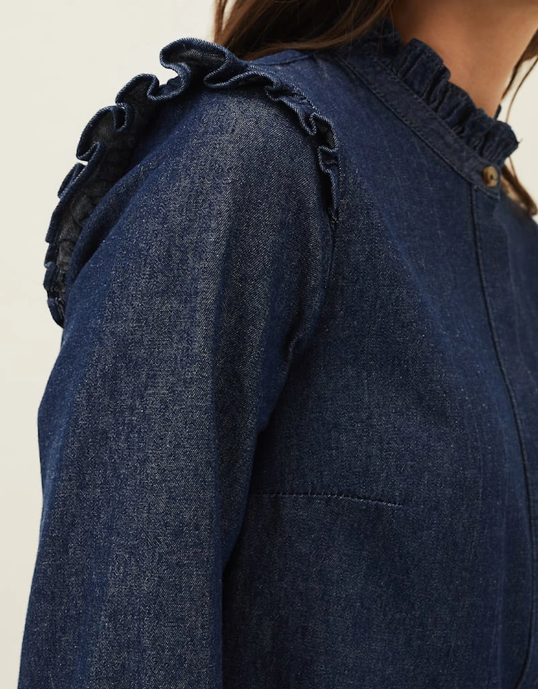 Saige Denim Frill Detail Dress