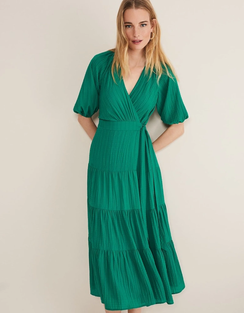 Morven Green Wrap Midi Dress