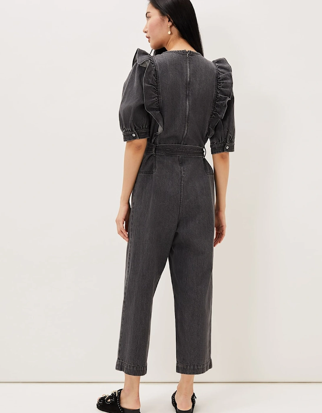 Flora Denim Frill Jumpsuit