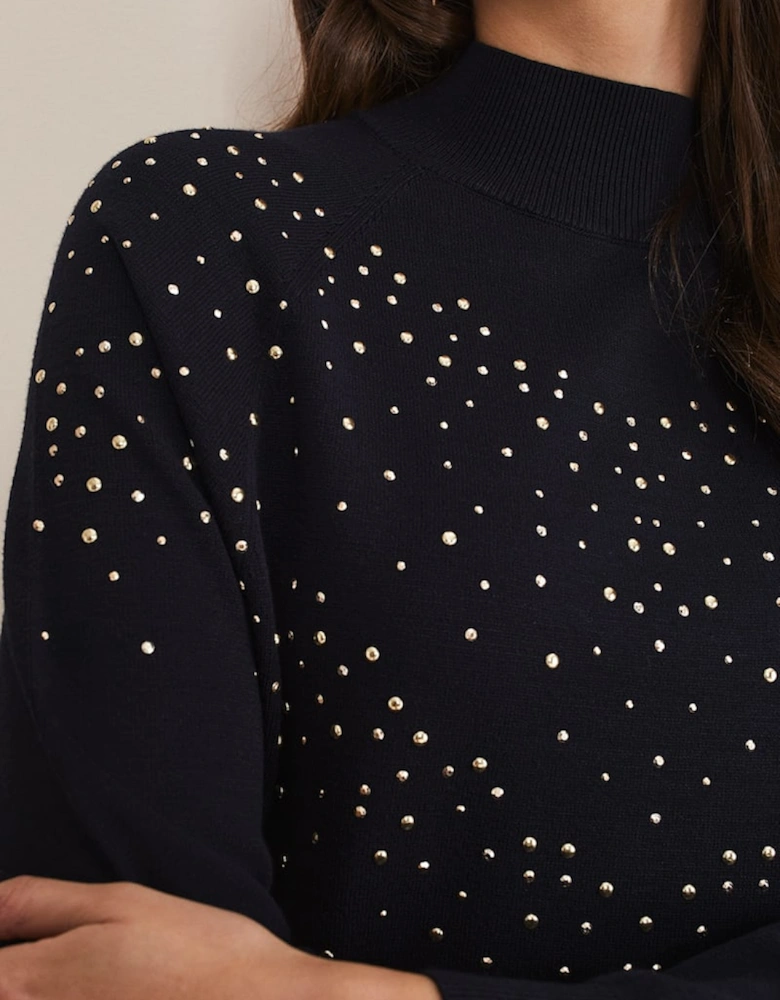 Helena Gold Stud Knit Dress