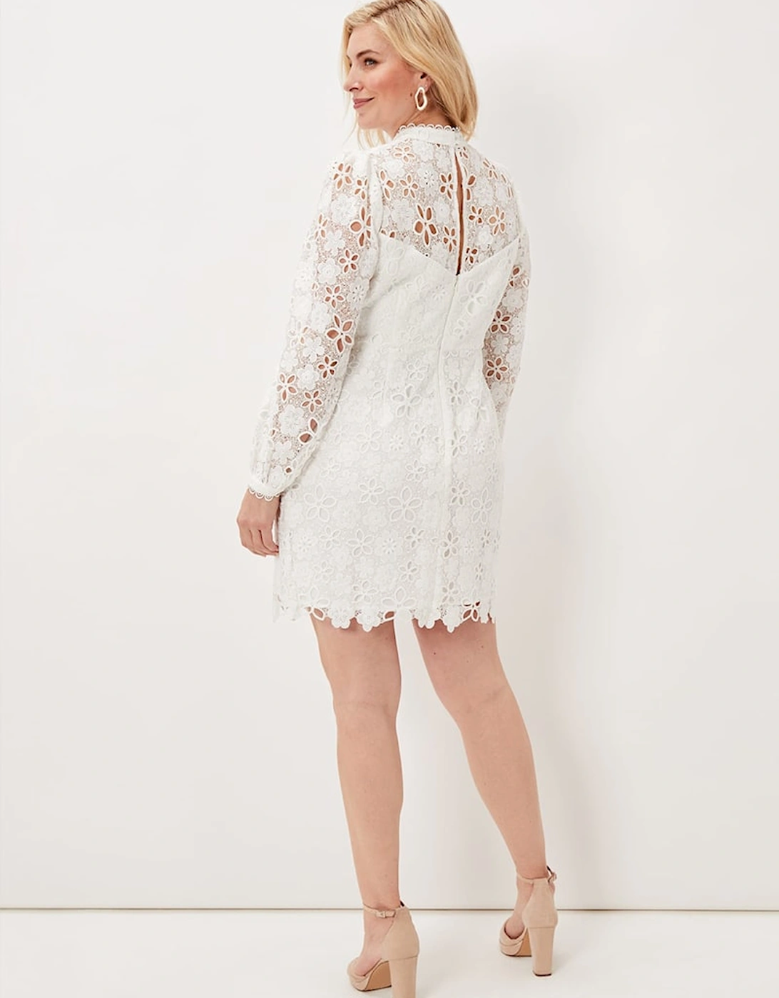 Doris Guipure Lace Highneck Dress