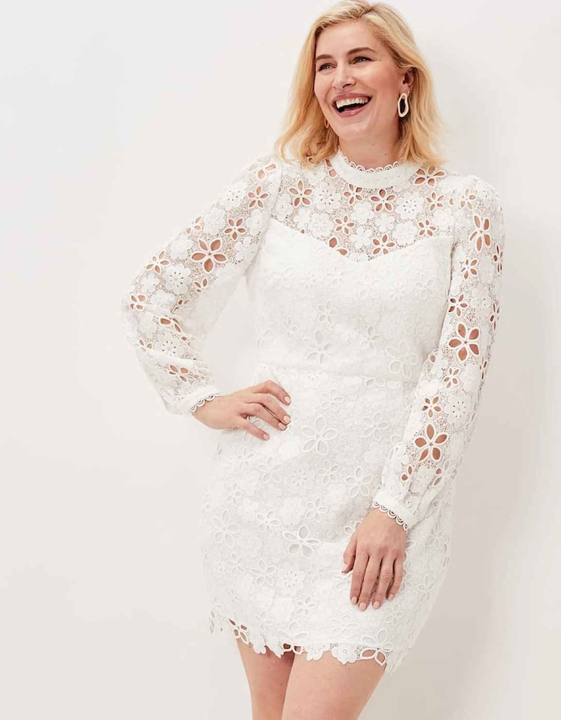 Doris Guipure Lace Highneck Dress, 9 of 8