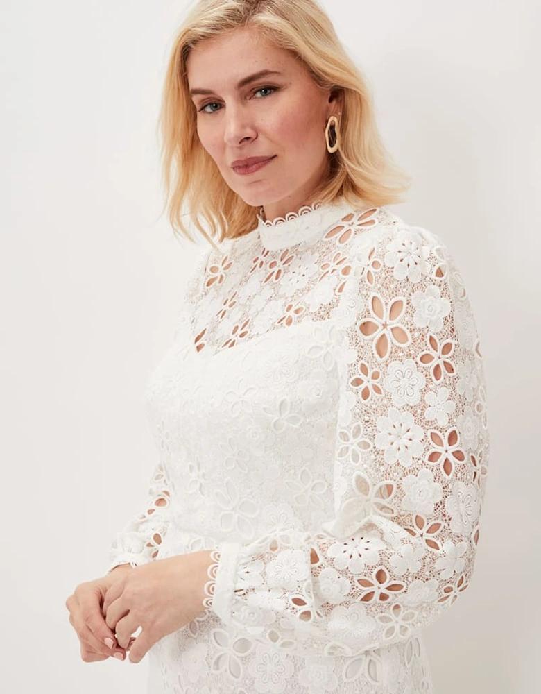 Doris Guipure Lace Highneck Dress