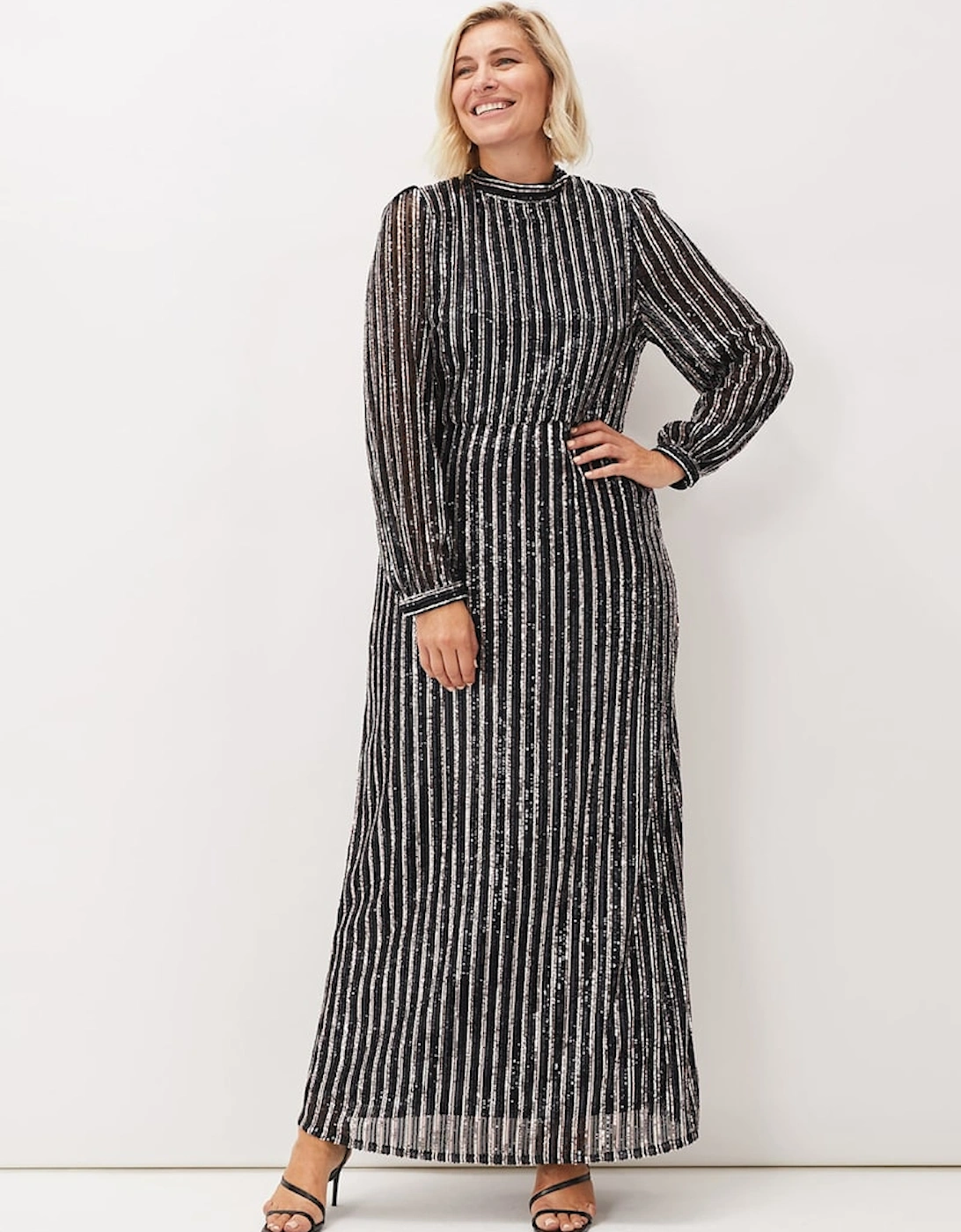 Jaylin Sequin Stripe Maxi Dress, 7 of 6