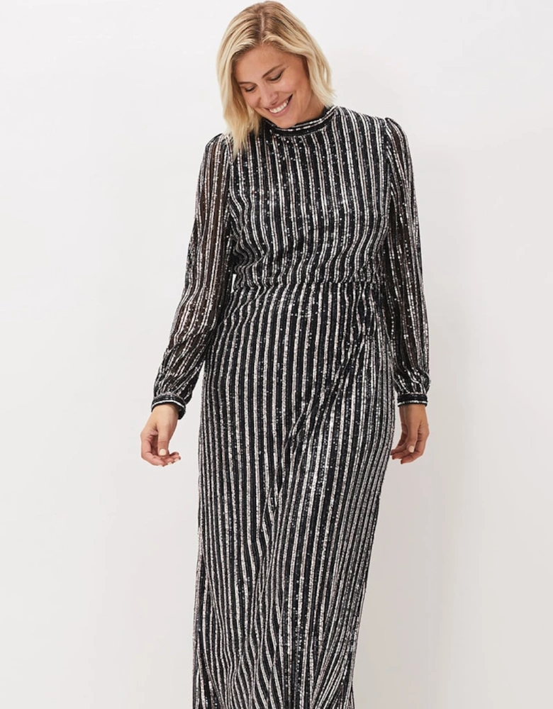 Jaylin Sequin Stripe Maxi Dress