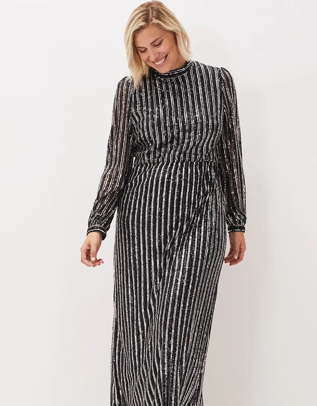 Jaylin Sequin Stripe Maxi Dress