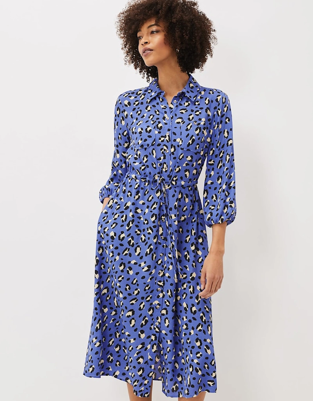 Tana Leopard Print Midi Shirt Dress