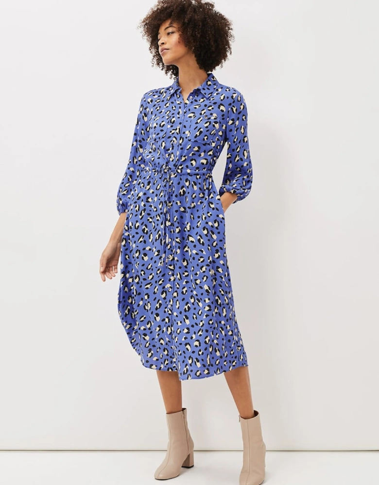 Tana Leopard Print Midi Shirt Dress