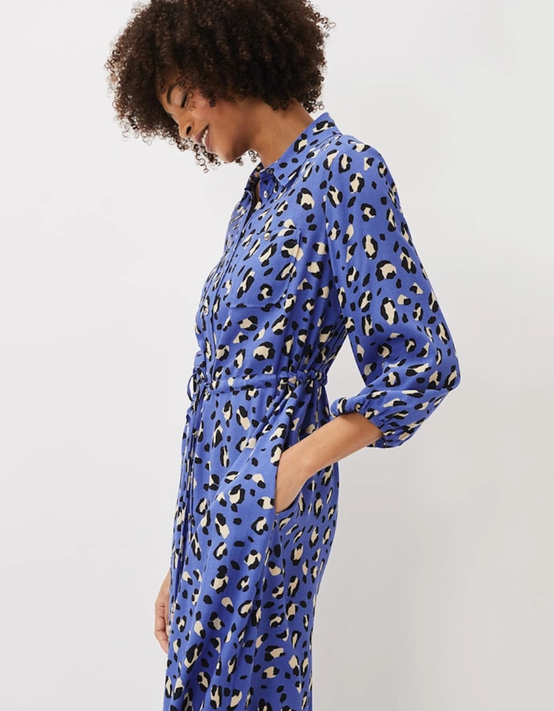 Tana Leopard Print Midi Shirt Dress