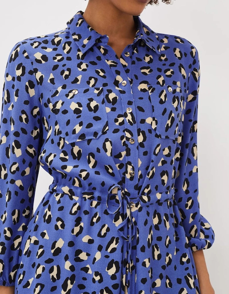 Tana Leopard Print Midi Shirt Dress