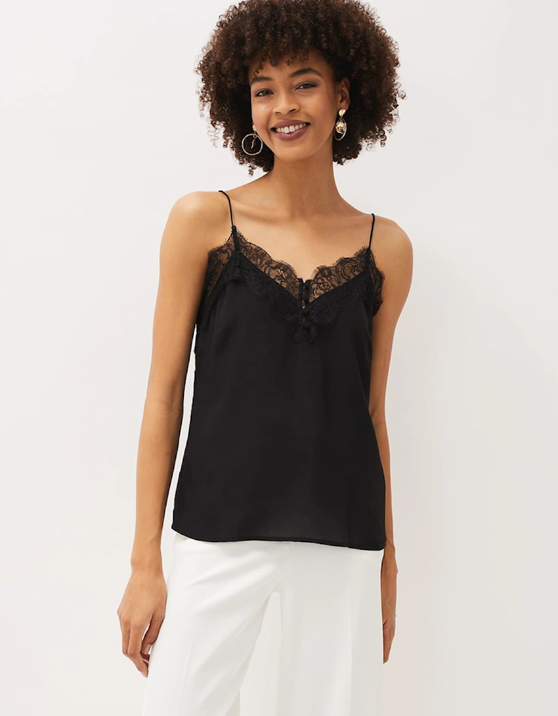 Rachael Lace Trim Silk Camisole, 8 of 7