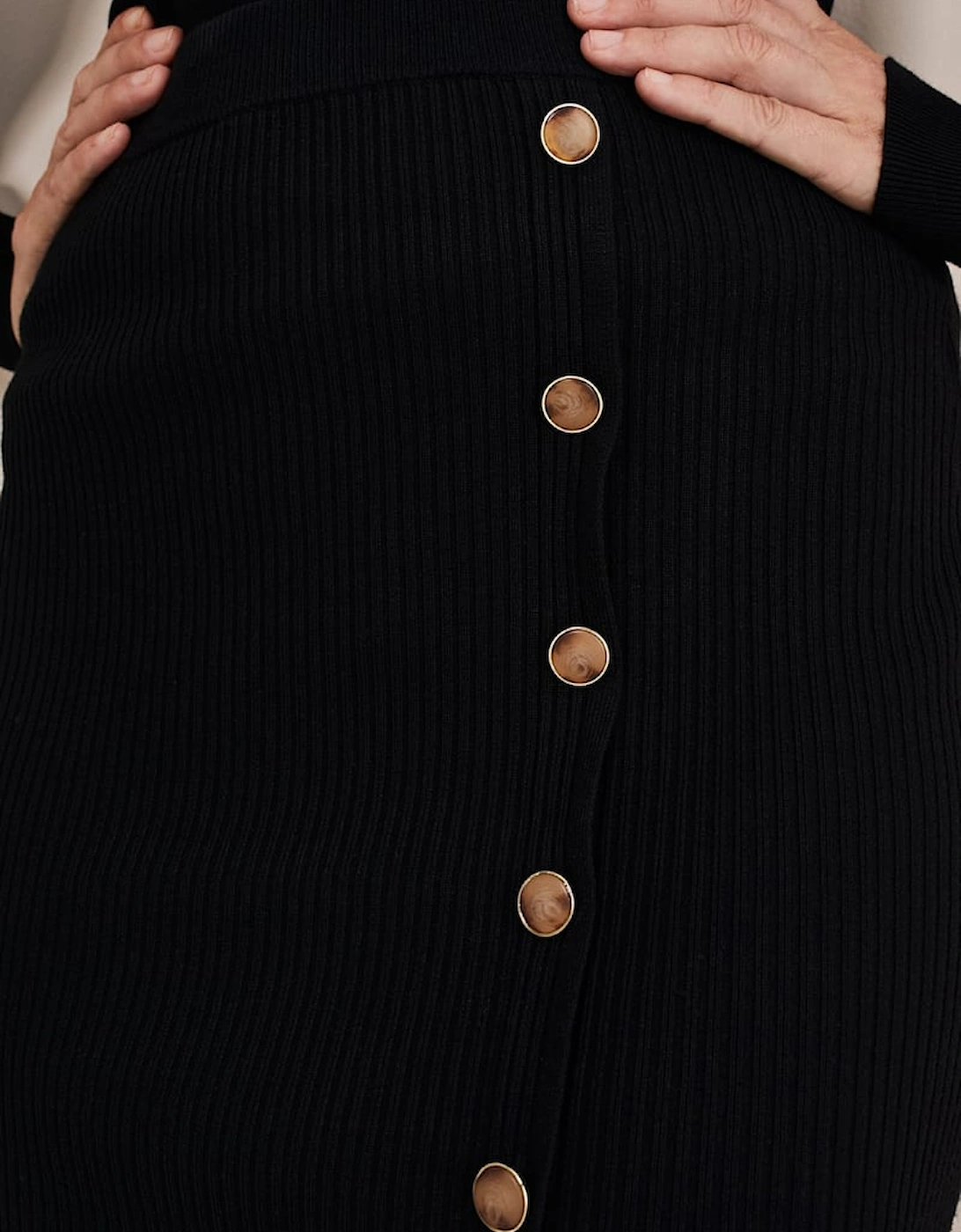 Irina Ribbed Button Detail Knit Skirt