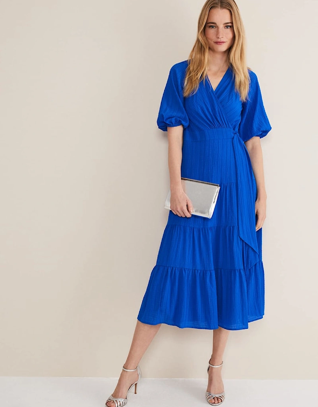 Morven Blue Wrap Midi Dress, 2 of 1