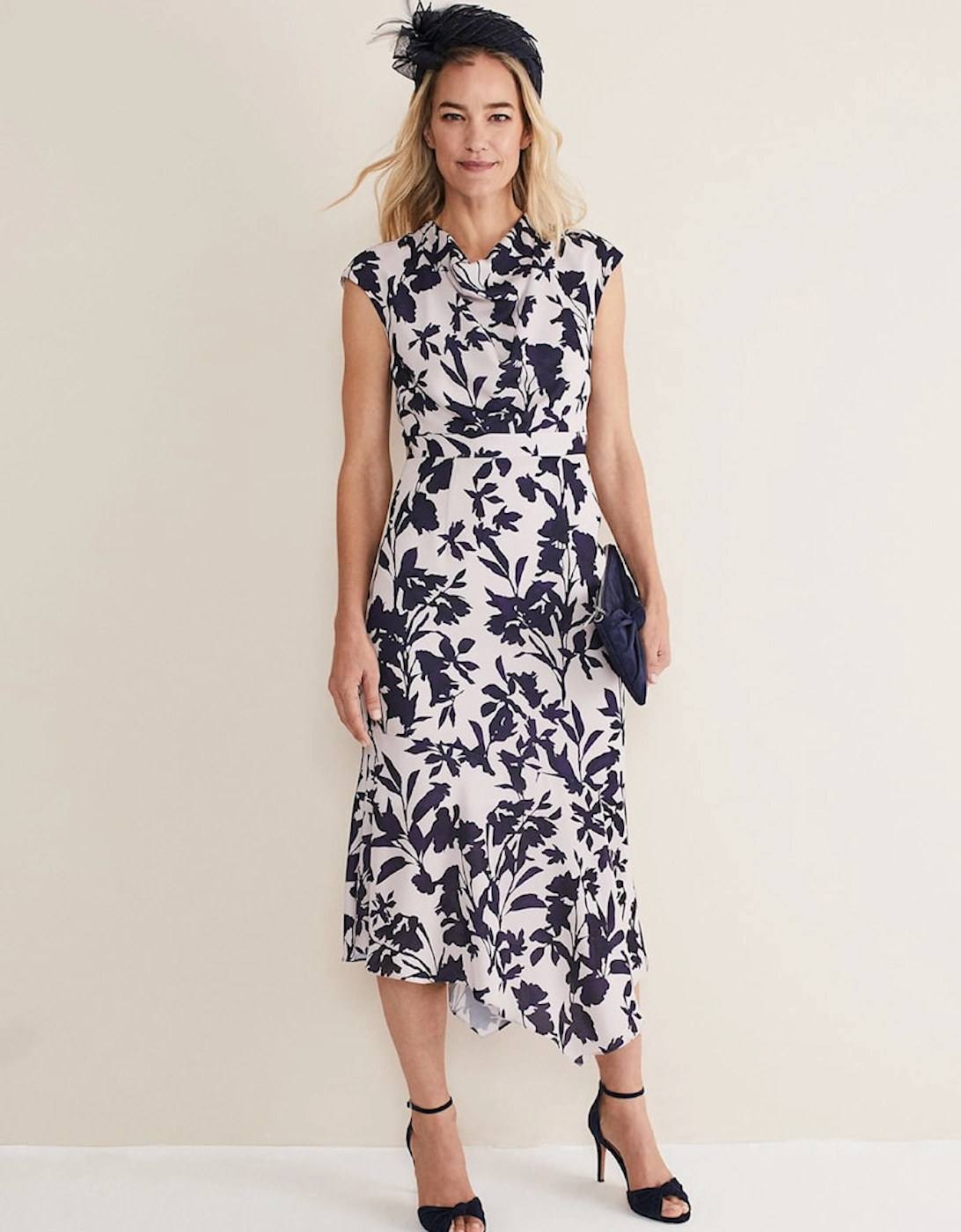 Willow Floral Cowl Neck Midi Dress, 7 of 6