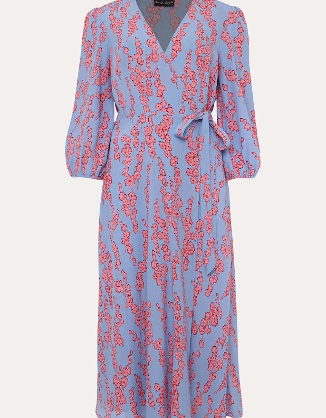 Jean Floral Wrap Midi Dress