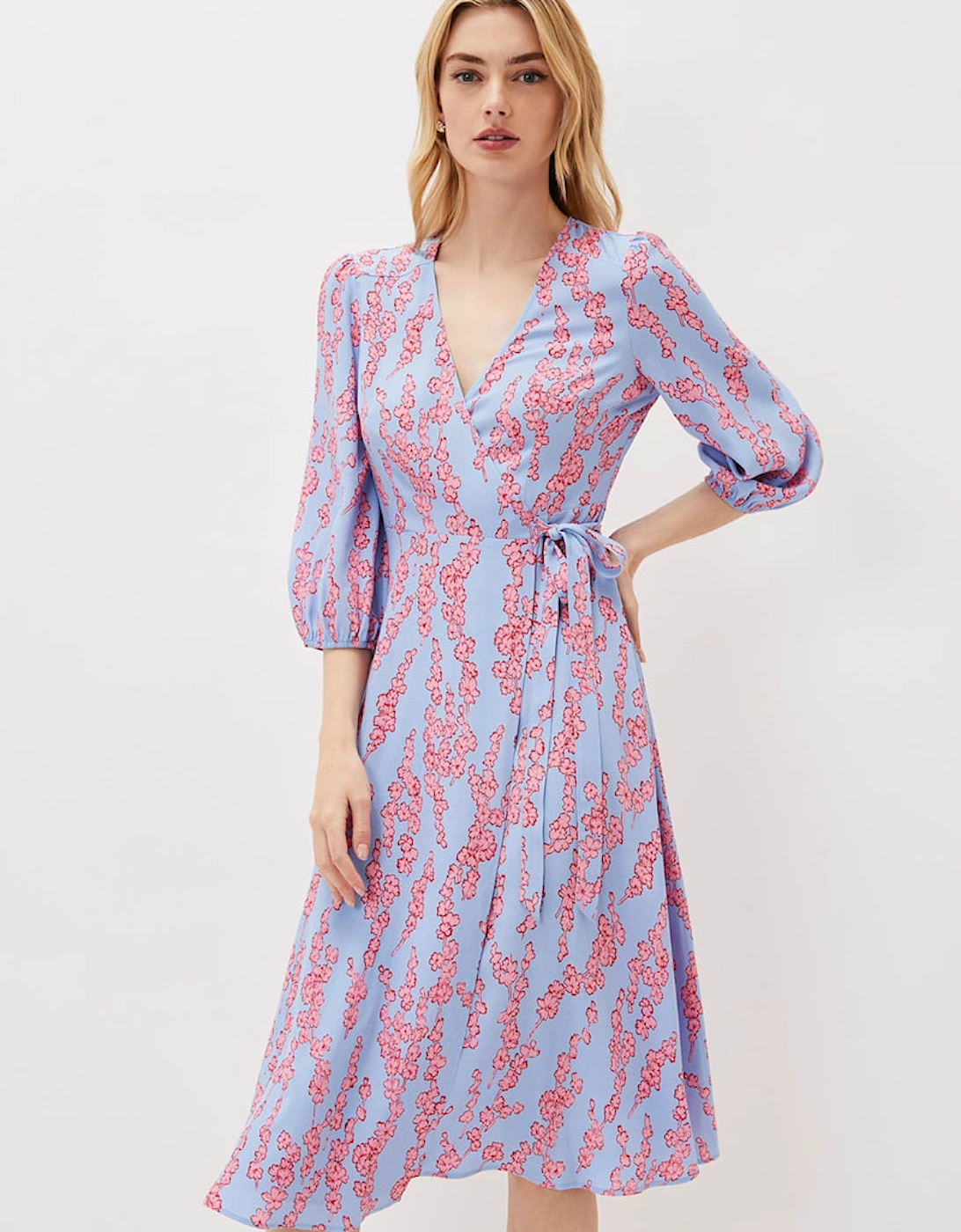 Jean Floral Wrap Midi Dress, 7 of 6