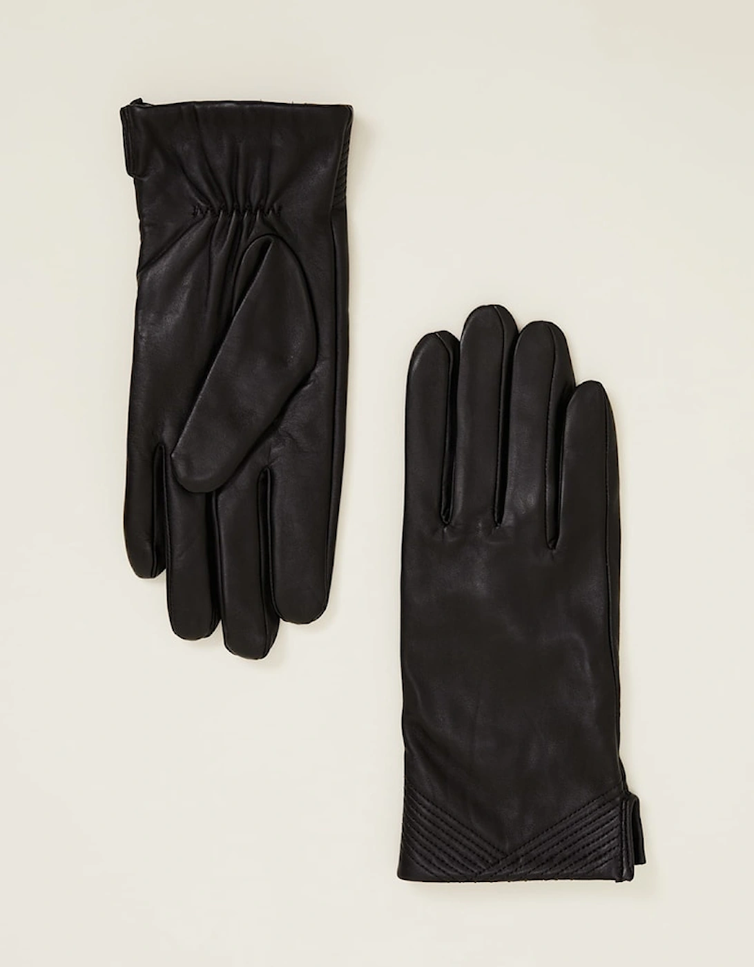 Pleat Detail Leather Gloves, 5 of 4