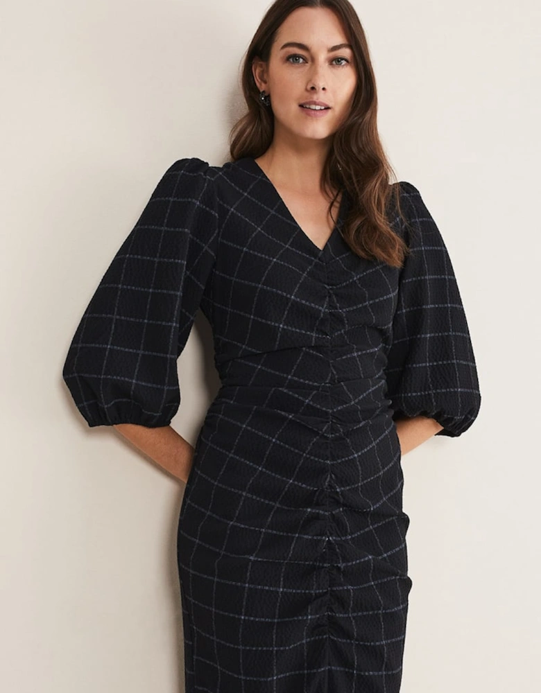 Addison Check Ruched Dress