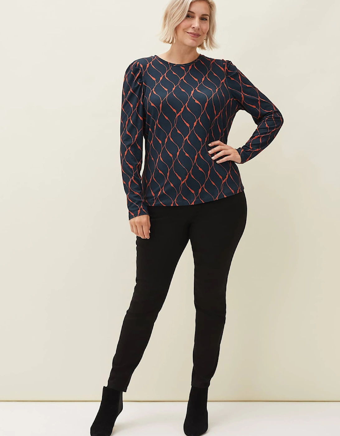Ally Ruched Sleeve Print Top