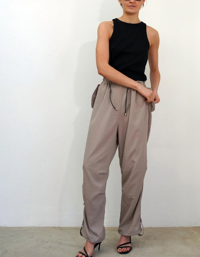 Oversized Parachute Wide Leg Trouser - Taupe