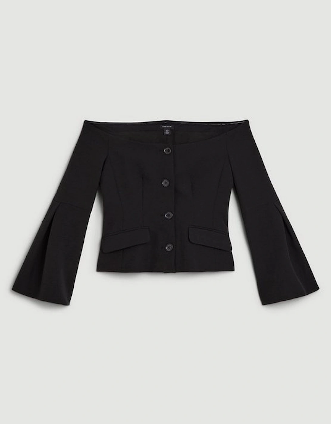 Stretch Crepe Sleeve Detail Bandeau Tailored Jacket