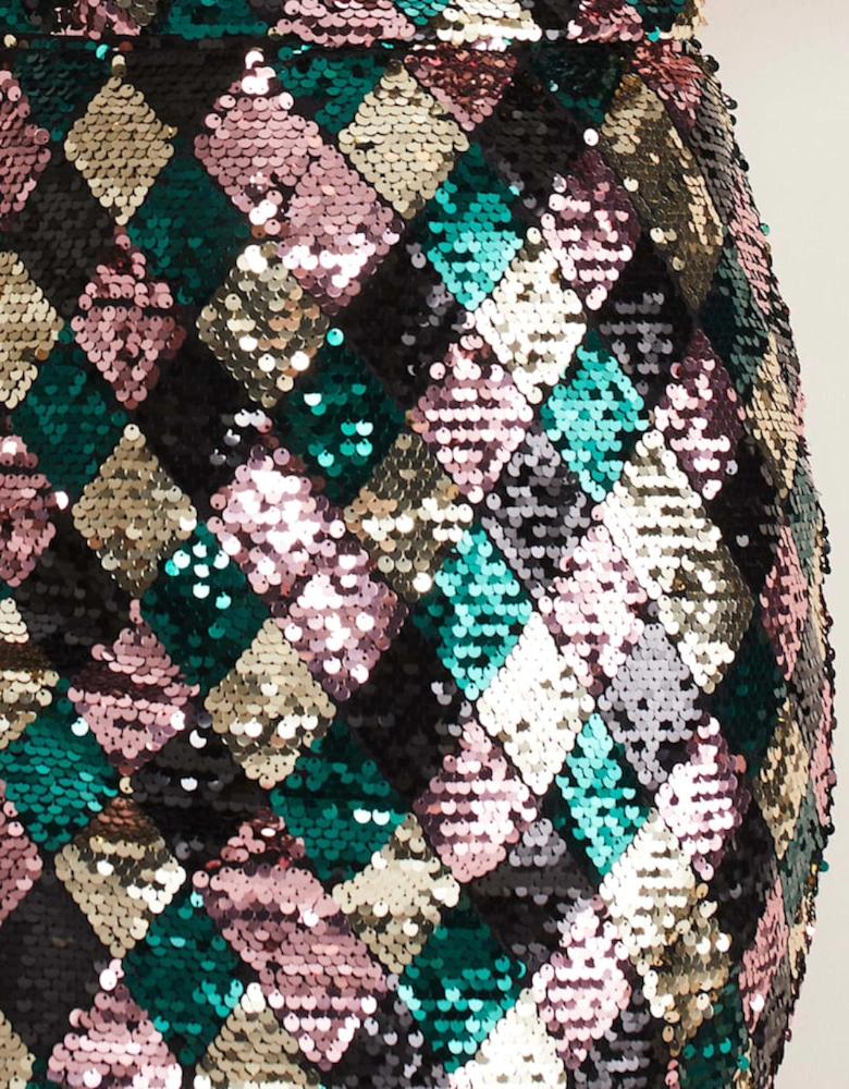 Mari Diamond Sequin Midi Skirt Co-ord