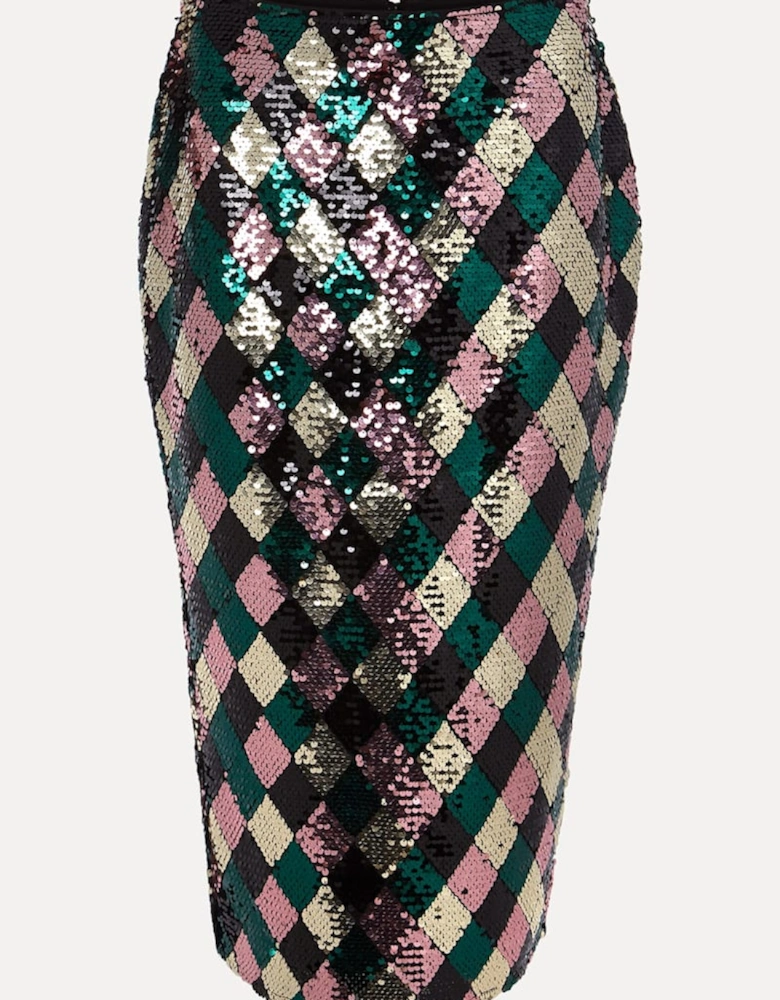 Mari Diamond Sequin Midi Skirt Co-ord