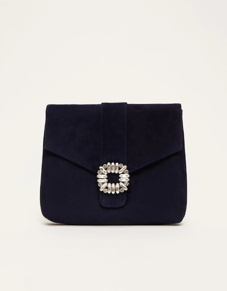 Embellished Suede Envelope Clutch Bag