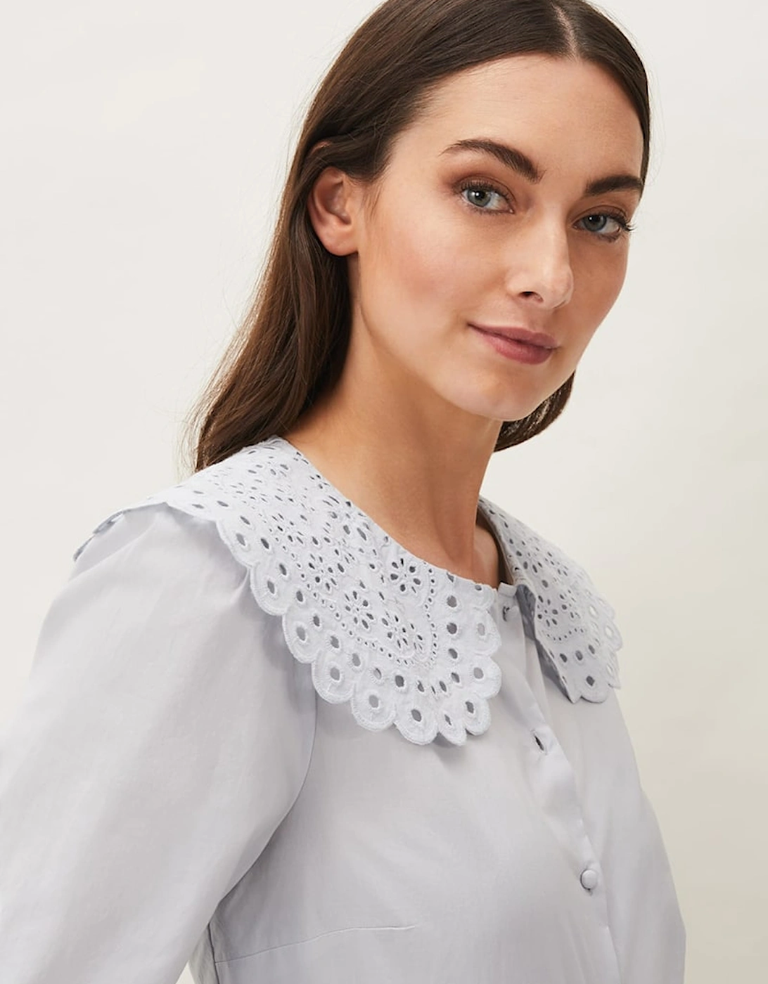 Amelia Oversized Embroidered Collar Blouse, 7 of 6